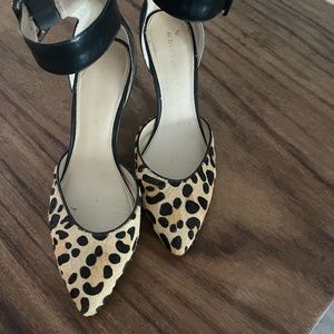 Audrey Brooke Leopard print ankle strap heels